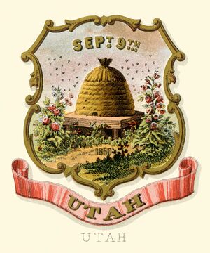 Utah territory coat of arms (illustrated, 1876).jpg